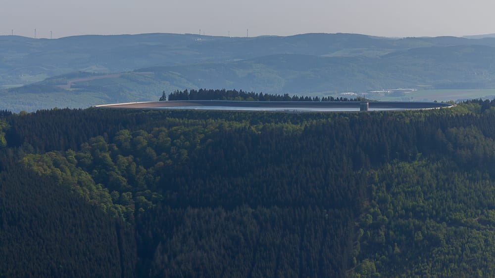 Blick auf das Oberbecken vom Pumpspeicherwerk Rönkhausen